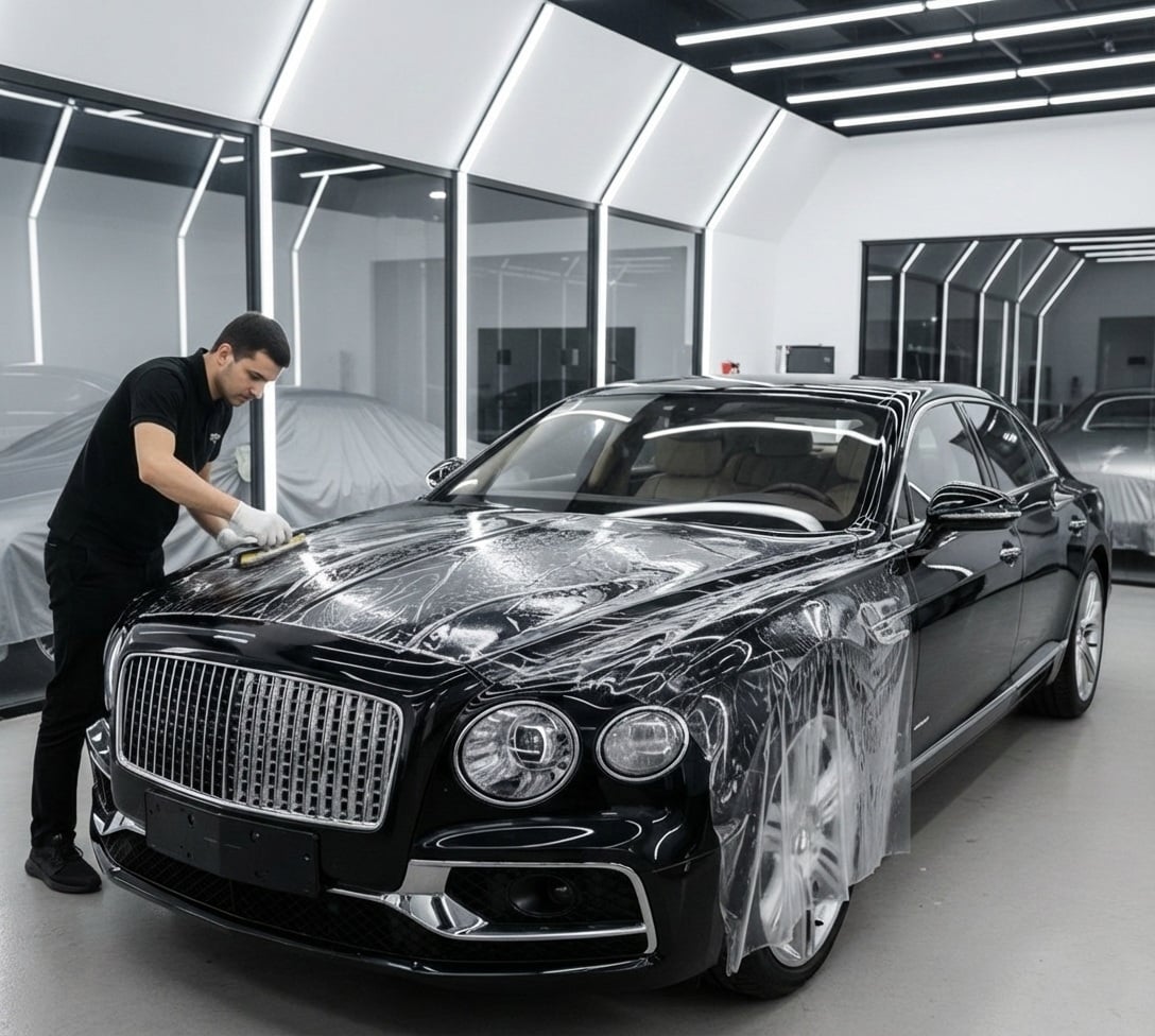 Luxury car with paint protection film